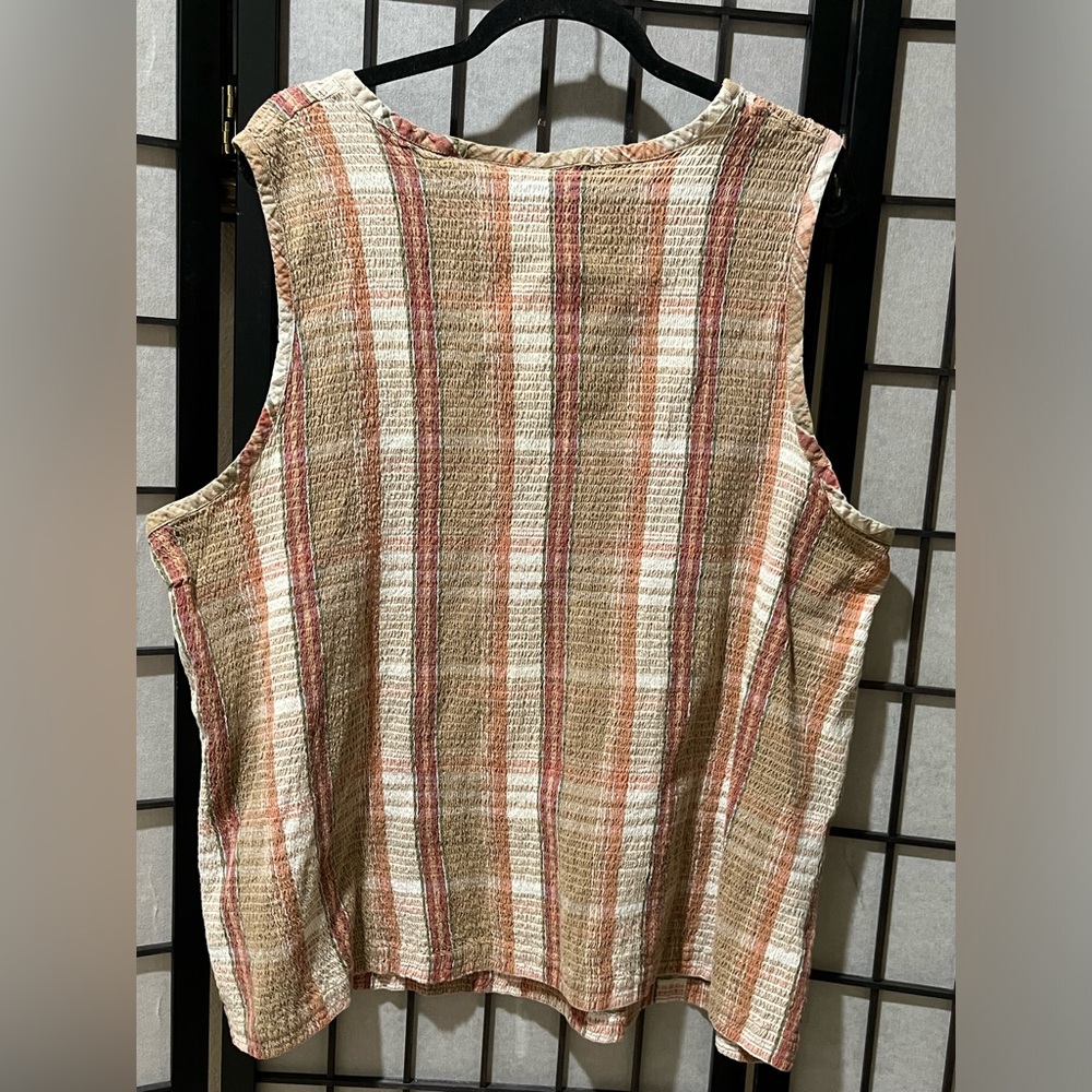 LIZ & ME STRETCHY Striped Sleeveless Textured Tank - Beige Rust Cream SIZE 5X - Picture 3 of 6